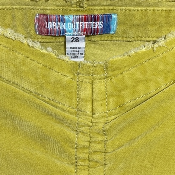 Urban Outfitters Velvet Ruched V-Front Flare Pants in Green - Chartreuse Sz. 28 - Picture 13 of 14